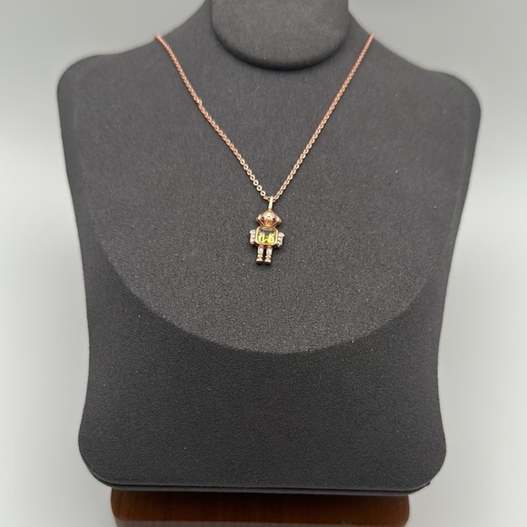 Rose Gold (S925) Robot Pendant Necklace with Citrine and Rose Gold Chain - Picture 2 of 12